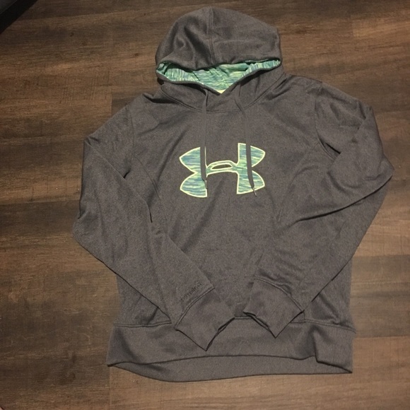 grey and green under armour hoodie